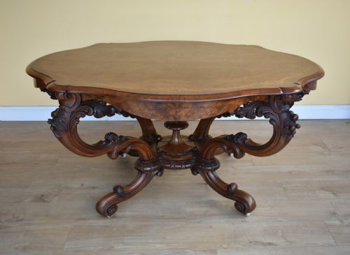 Victorian Burr Walnut Inlaid Centre Table