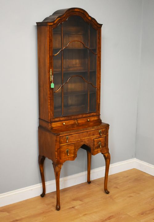 20th Century Queen Anne Style Burr Walnut Cabinet