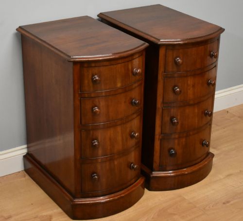 Pair of 19th Century Victorian Mahogany Bow Front Bedside Chests
