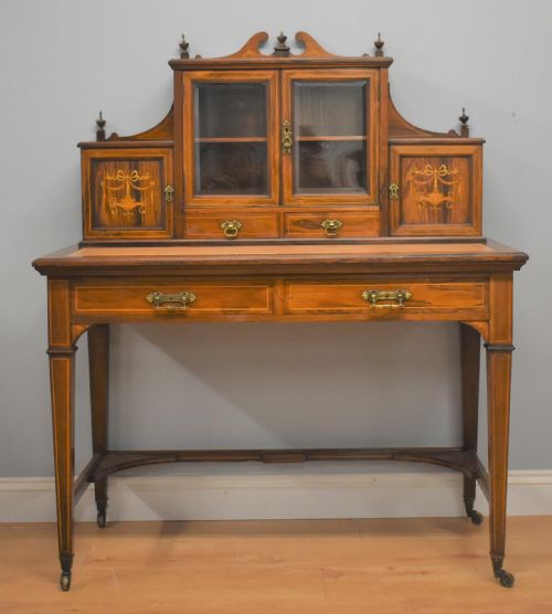 Late Victorian Rosewood and Marquetry Writing Table