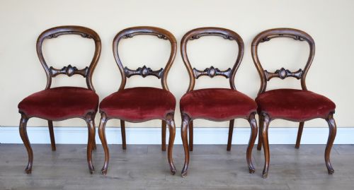 Set of 4 Victorian Walnut Dining Chairs