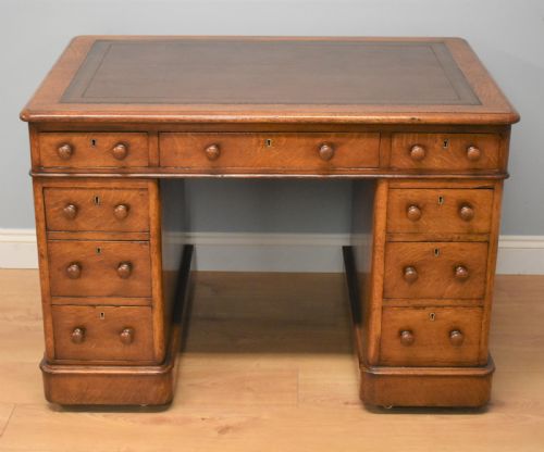 Victorian Oak Pedestal Desk