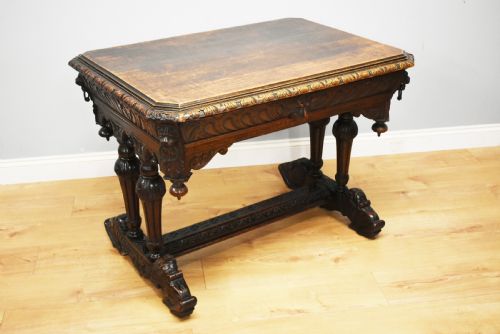 19th Century Victorian Carved Oak Centre Table