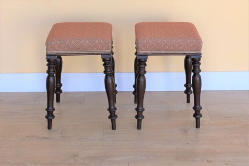 Pair Victorian Mahogany Stools