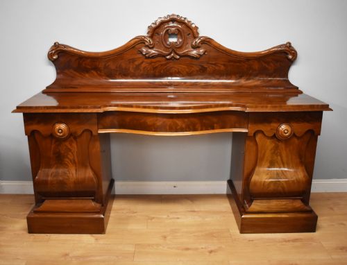 19th Century Victorian Figured Mahogany Pedestal Sideboard