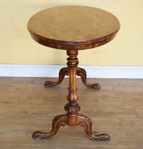19TH CENTURY VICTORIAN BURR WALNUT OCCASIONAL TABLE - ADDITIONAL PHOTO 3