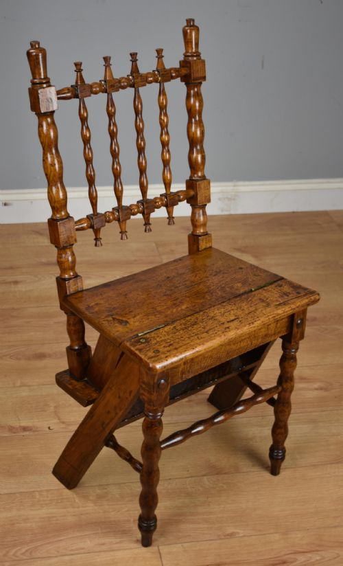 19th Century Oak Metamorphic Library Steps