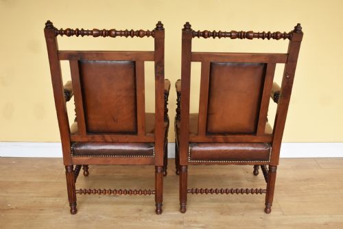 PAIR OF 19TH CENTURY VICTORIAN WALNUT GOTHIC REVIVAL ARMCHAIRS - ADDITIONAL PHOTO 2