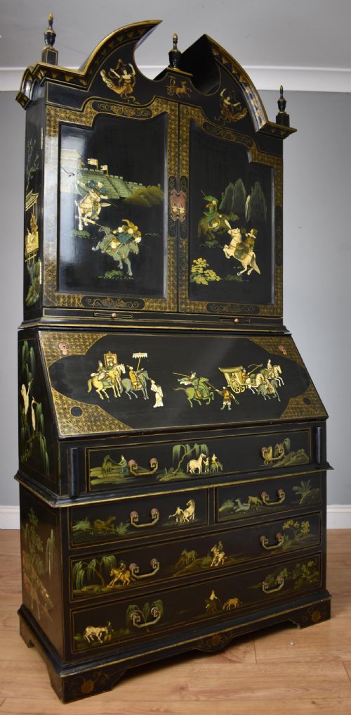 20th Century Chinoiserie Bureau Bookcase
