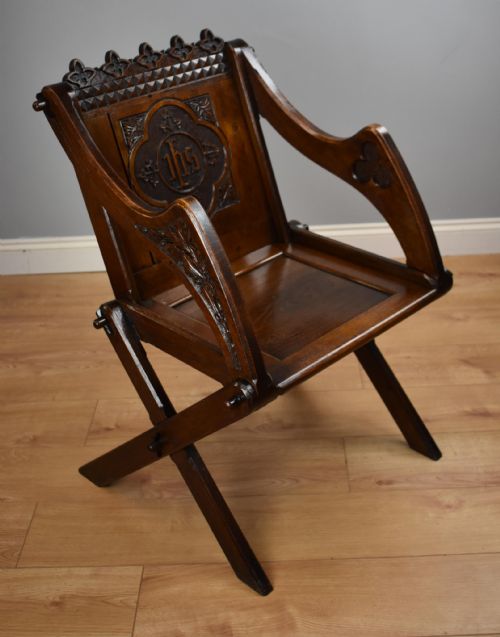 Victorian Carved Oak Glastonbury Armchair