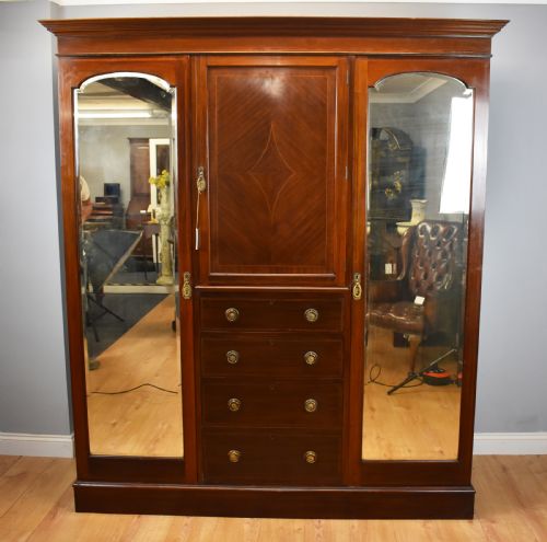 Edwardian Mahogany Triple Wardrobe