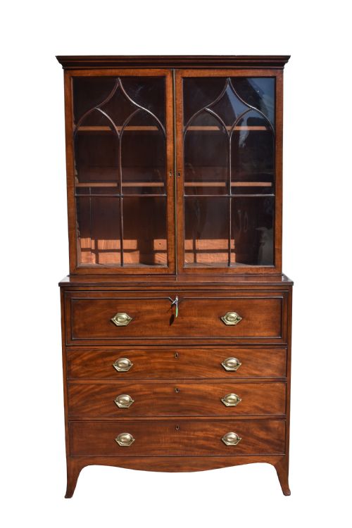 George III Mahogany Secretaire Bookcase