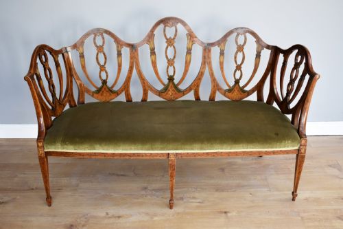 19th Century Hand Painted Satinwood Sofa