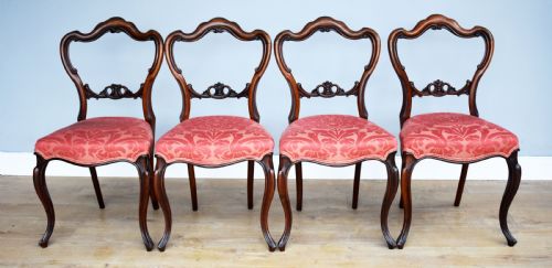 Set of 4 Victorian Rosewood Dining Chairs