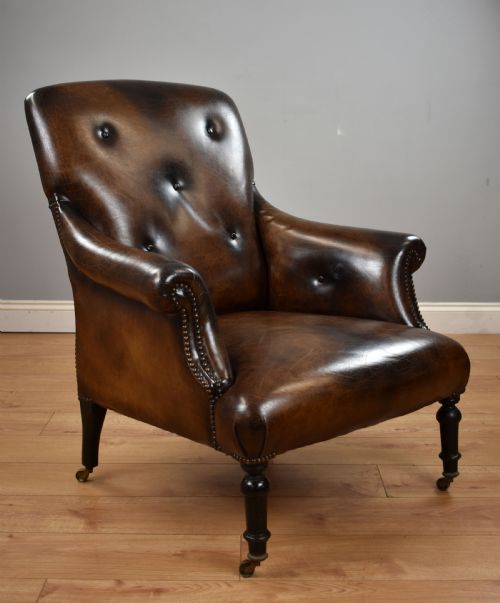 Victorian Hand Dyed Leather Armchair
