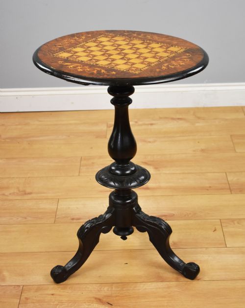Victorian Walnut Inlaid Chess Table