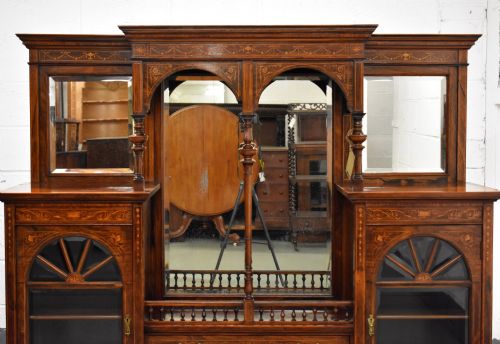 VICTORIAN ROSEWOOD AND MARQUETRY DISPLAY CABINET - ADDITIONAL PHOTO 3