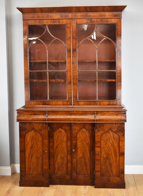Early Victorian Flame Mahogany Bookcase