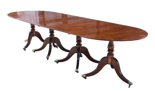 Antique Regency Style Mahogany Pedestal Dining Table