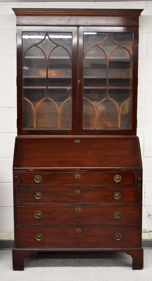 George III Mahogany Bureau Bookcase