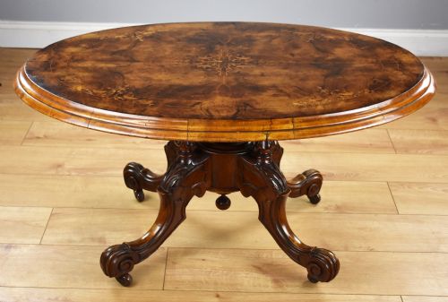 Victorian Burr Walnut Inlaid Coffee Table