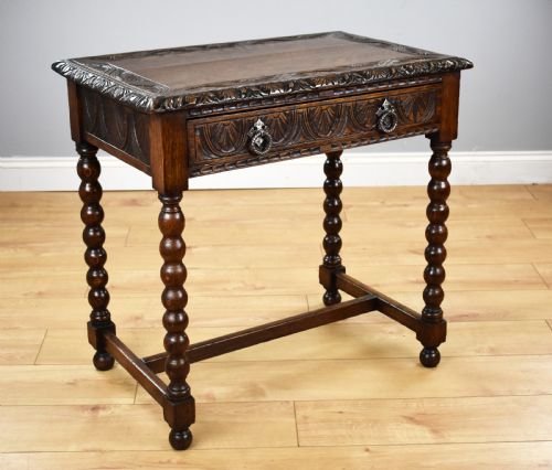 Victorian Carved Oak Side Table