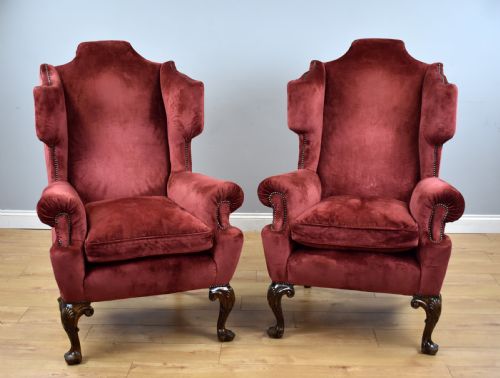 Pair of Antique Wing Back Armchairs