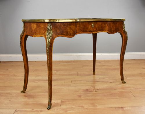 Victorian Louis Xv Style Burr Walnut Writing Table
