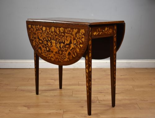 19th Century Dutch Marquetry Drop Leaf Table