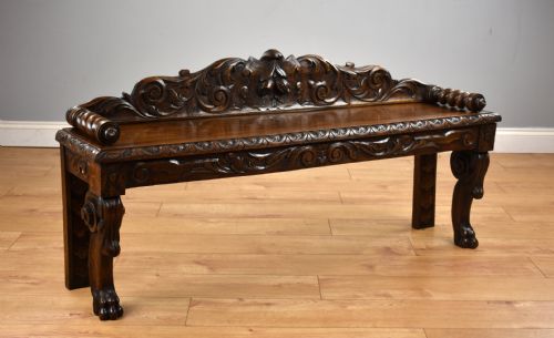 Victorian Carved Oak Window Seat