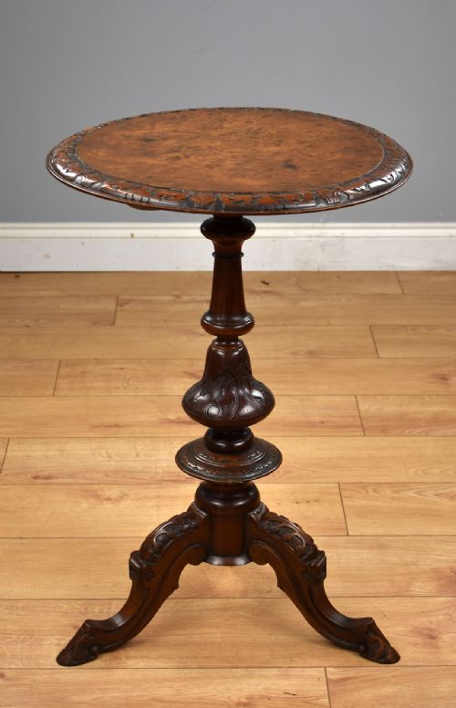 Victorian Burr Walnut Tripod Table