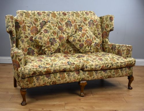 Queen Anne Style Wing Back Sofa