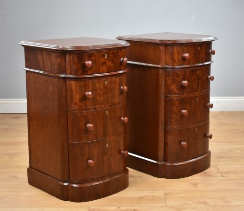 Pair of Victorian Mahogany Bow Front Bedside Chests