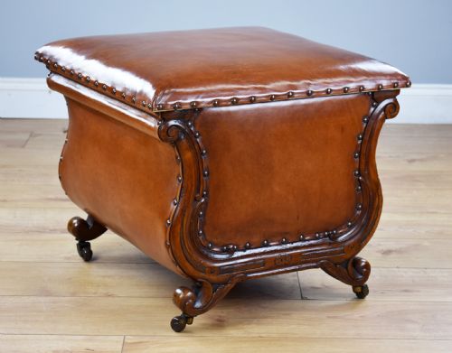 Victorian Hand Dyed Leather Ottoman