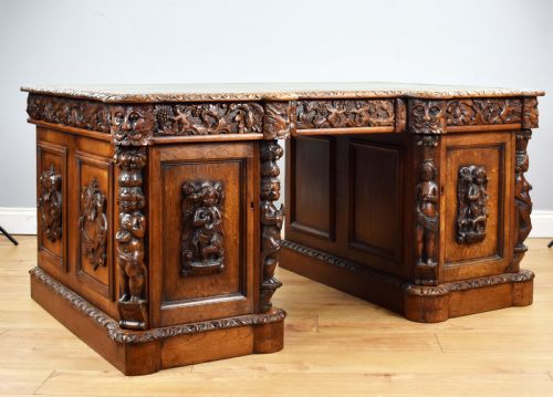 Victorian Carved Oak Desk