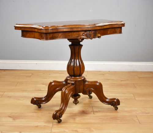 Victorian Burr Walnut Serpentine Card Table