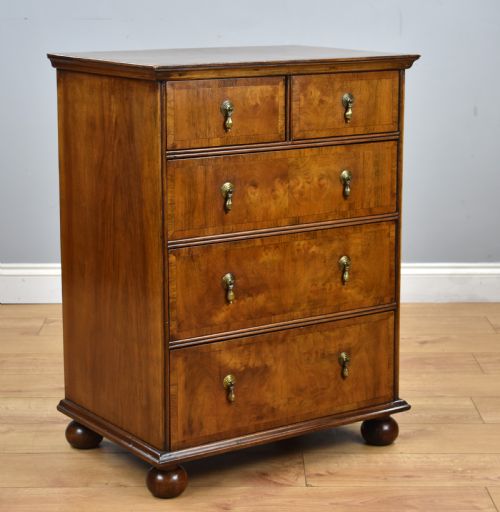 Queen Anne Style Burr Walnut Chest of Drawers