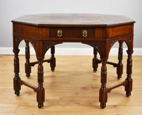 Victorian Walnut Library Table
