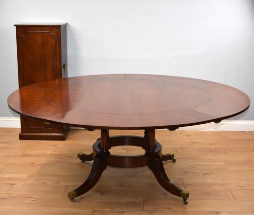 Large Mahogany Circular Extending Dining Table