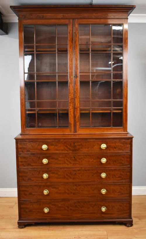 George III Mahogany Secretaire Bookcase