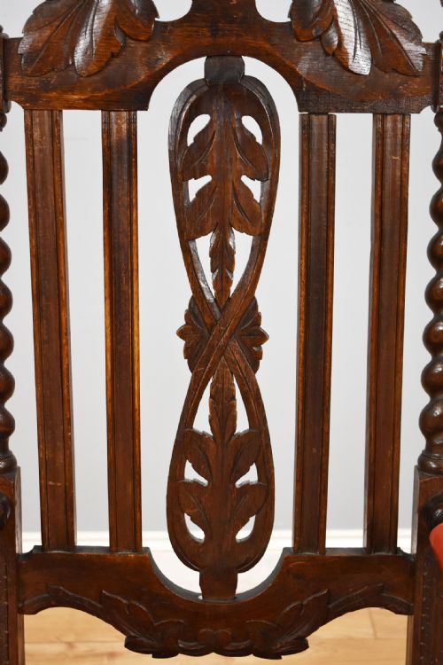 PAIR OAK BARLEY TWIST ARMCHAIRS - ADDITIONAL PHOTO 14