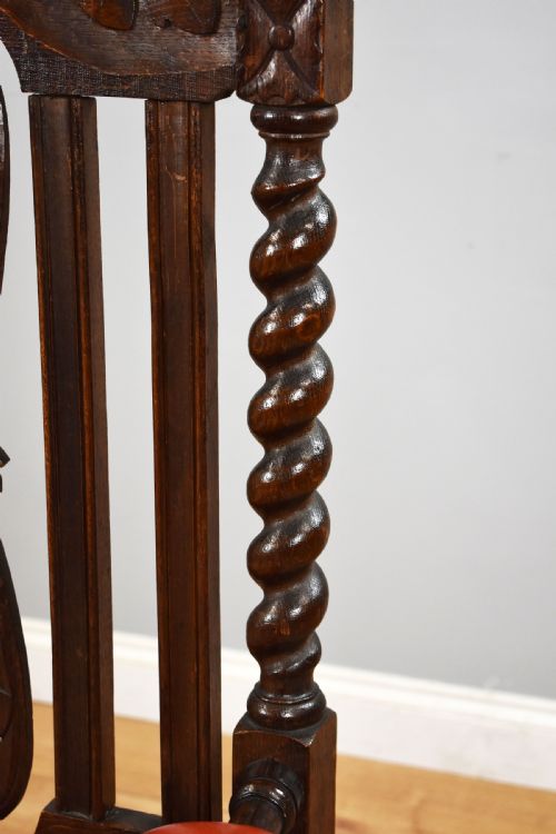 PAIR OAK BARLEY TWIST ARMCHAIRS - ADDITIONAL PHOTO 18