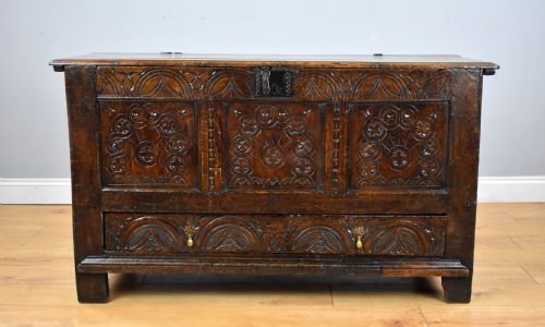 17th Century Carved Oak Coffer