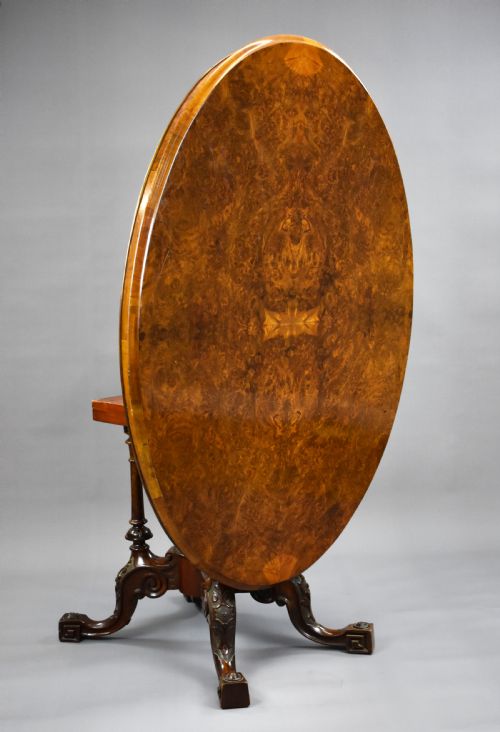 Victorian Burr Walnut Oval Loo Table