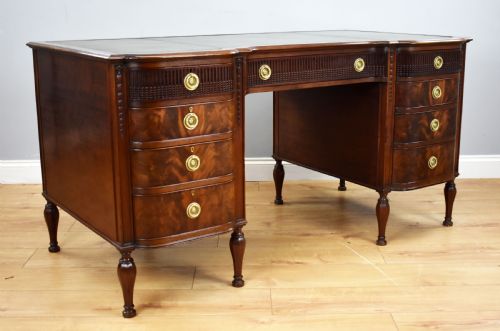 Edwardian Flame Mahogany Writing Table by Waring & Gillows