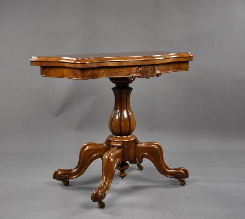 Victorian Burr Walnut Serpentine Card Table