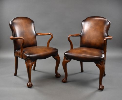 Pair of Georgian Style Open Armchairs