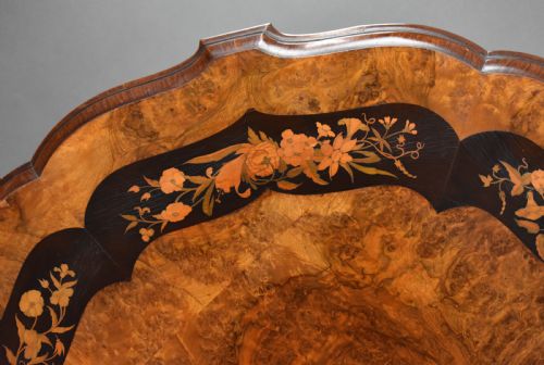 VICTORIAN BURR WALNUT AND MARQUETRY BREAKFAST TABLE BY JOHN KENDAL - ADDITIONAL PHOTO 7
