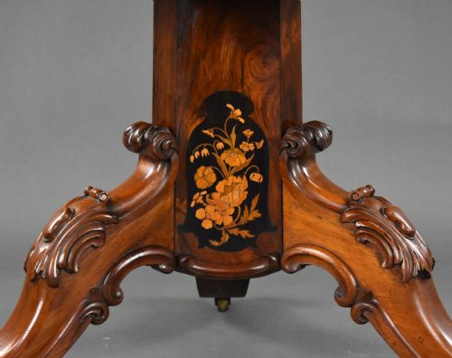 VICTORIAN BURR WALNUT AND MARQUETRY BREAKFAST TABLE BY JOHN KENDAL - ADDITIONAL PHOTO 10