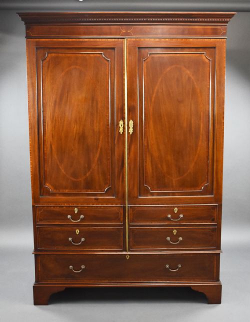 Edwardian Mahogany Inlaid Two Door Warrdobe